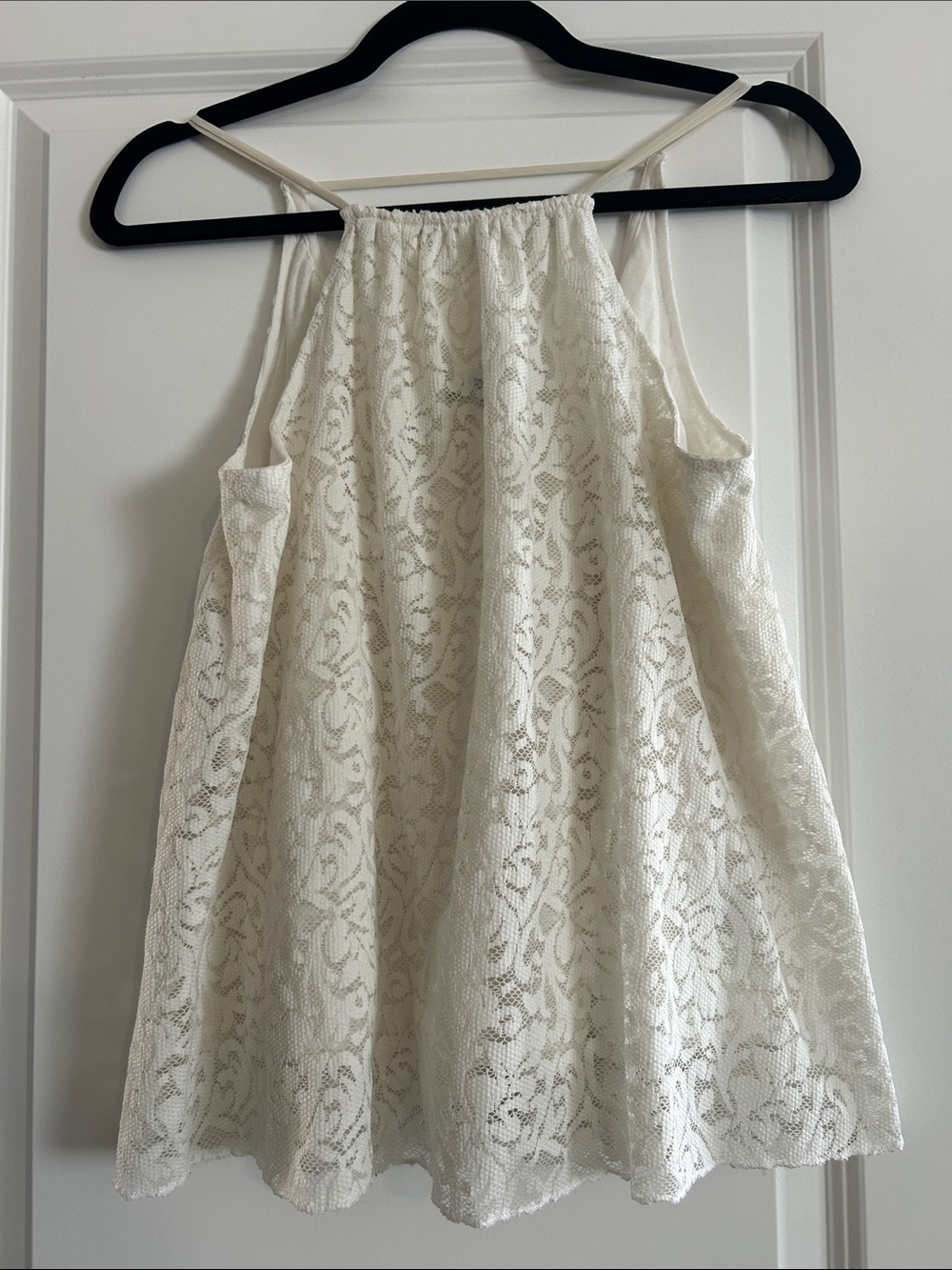 American Eagle Outfitters Cream Lace Halter Tank Top